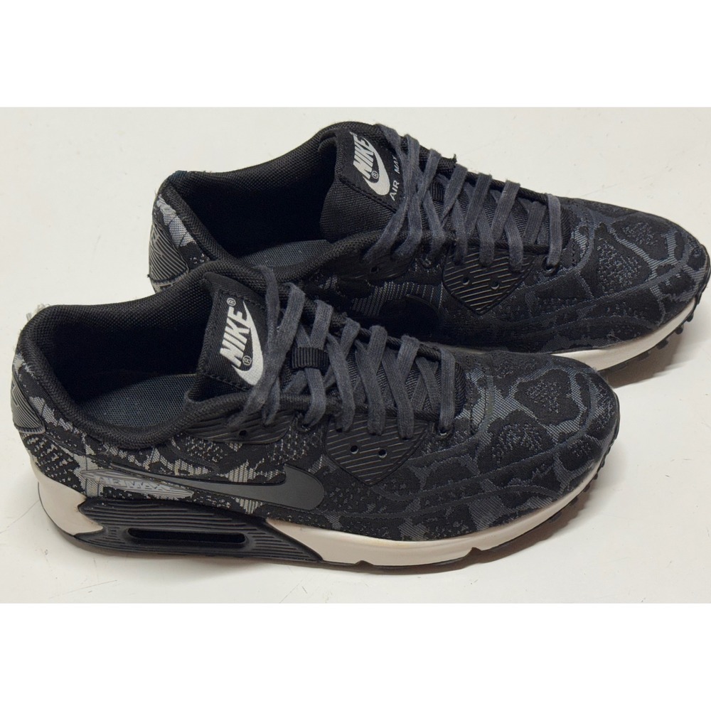 Nike Air Max 90 Jacquard Black Grey Knit Running Shoes 749326-001 Womens 6.5‎